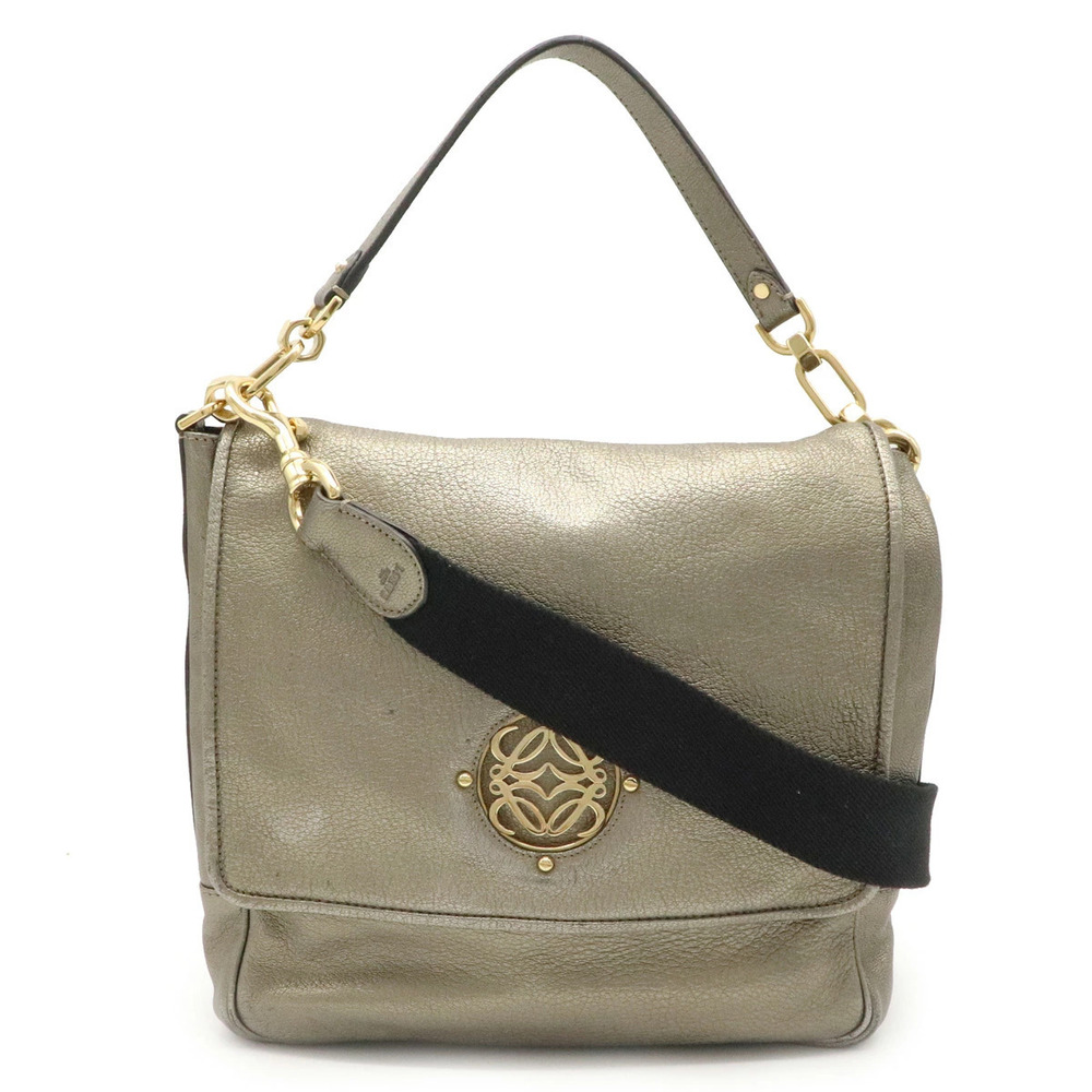 Loewe Anagram Handbag Crossbody Bag Leather Gunmetal Gray